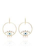 Marianna Goulandris Pearly Eyes Gold Vermeil Sapphire And Pearl Earrings