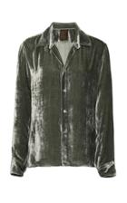 Juan Carlos Obando Moda Exlusive Velvet Button Down Blouse