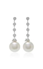Nina Runsdorf 18k White Gold Diamond And Pearl Earrings