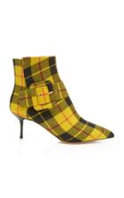Aquazzura Bailey Buckled Checked Twill Ankle Boots