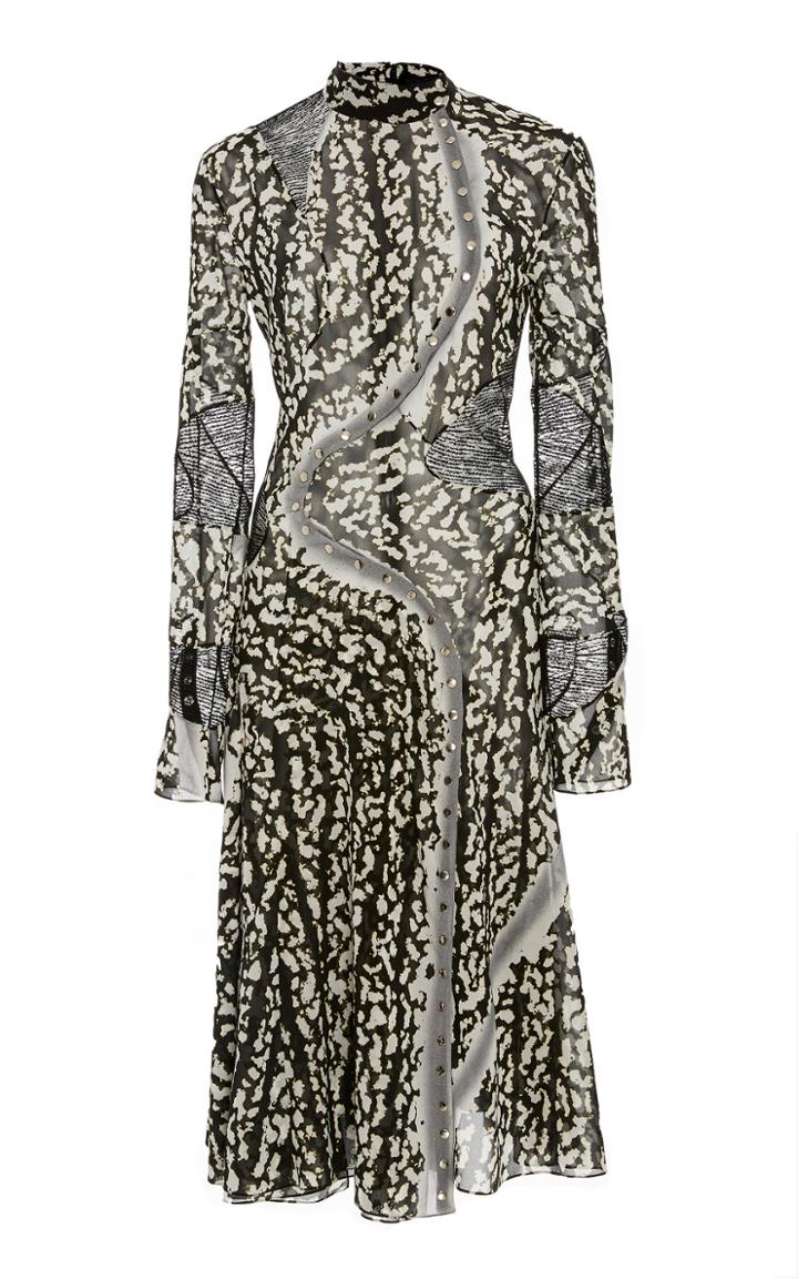 Proenza Schouler Printed Silk-blend Midi Dress Size: 0