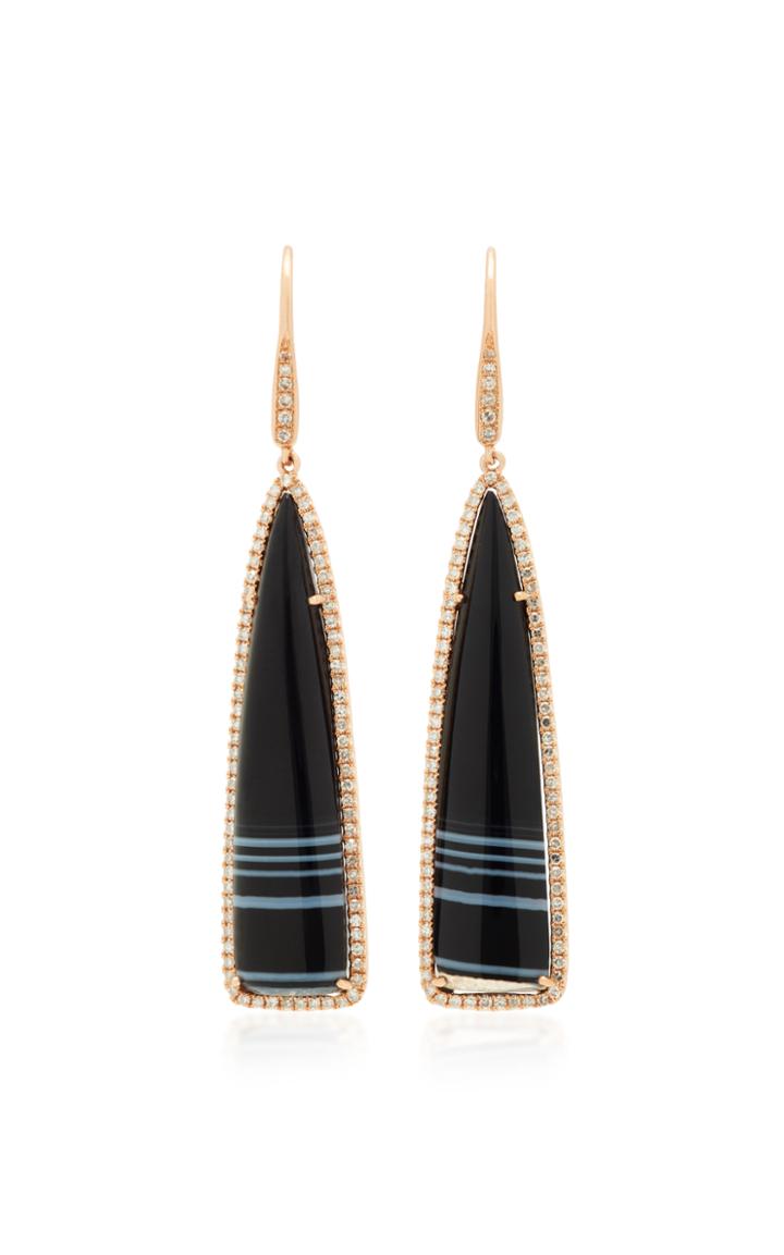 Meira T 14k Rose Gold Onyx And Diamond Earrings