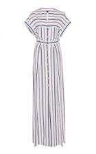 Martin Grant Stripe Collarless Short Sleeve Dress