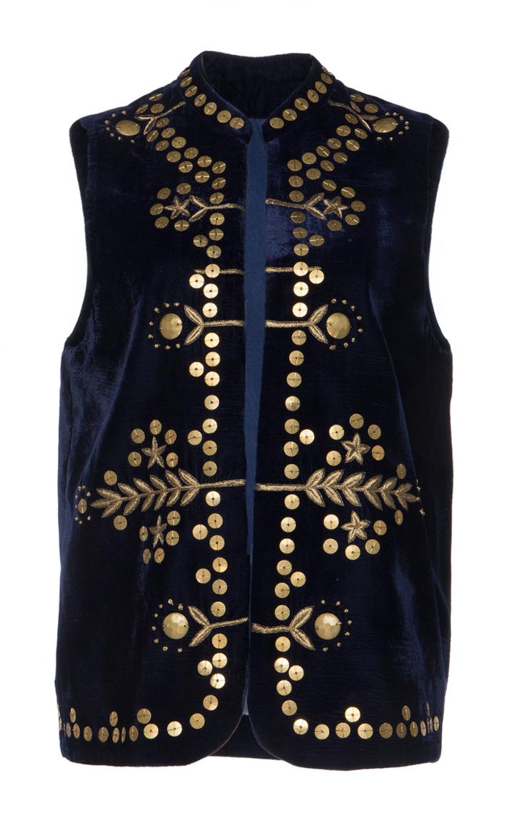 Alix Of Bohemia Limited Edition Penelope Hand-embroidered Silk Velvet Vest