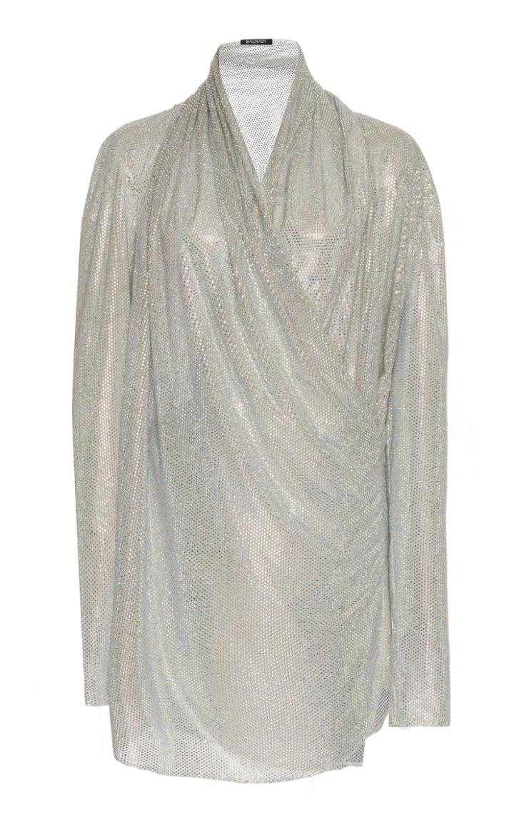 Balmain Holographic Draped Top