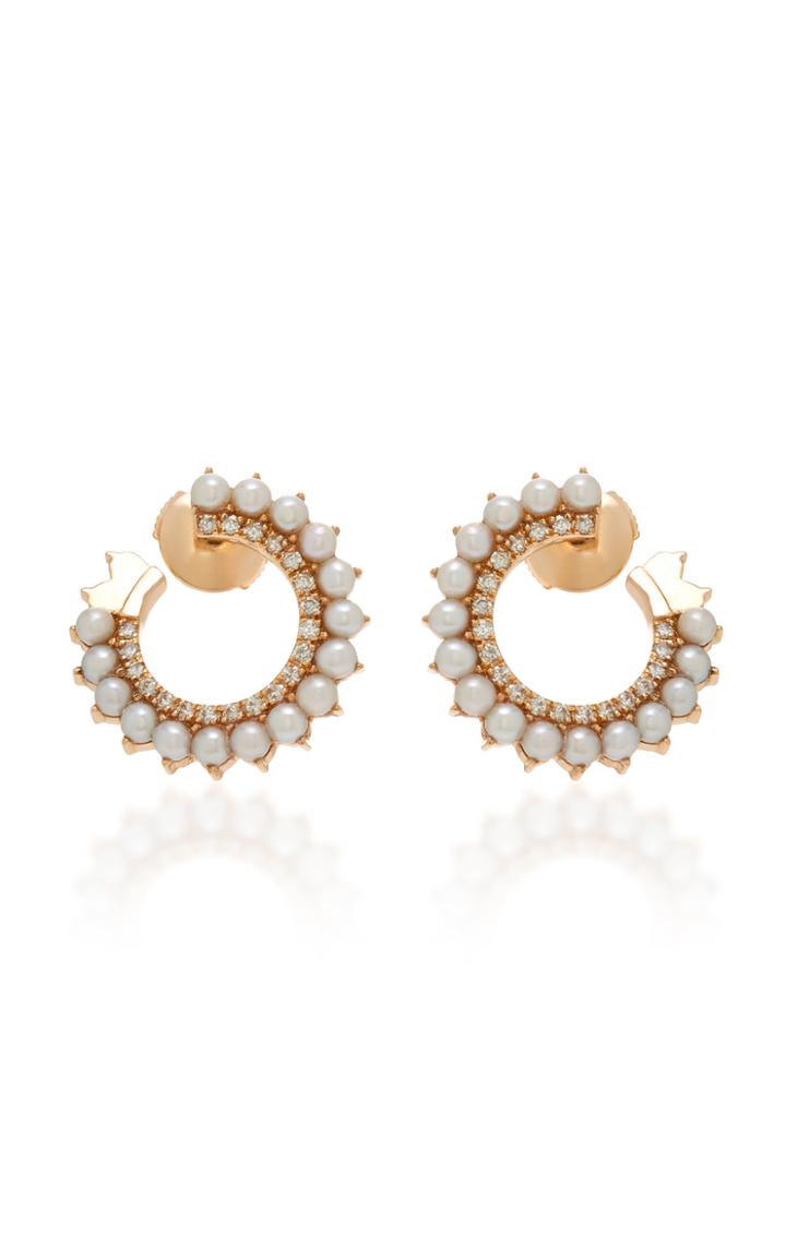 Nouvel Heritage 18k Rose Gold Diamond And Pearl Earrings