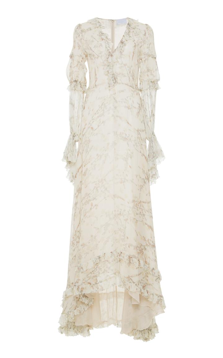 Luisa Beccaria Chiffon Crepon Printed Long Dress