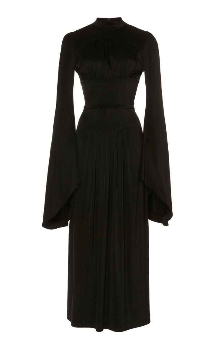 Paco Rabanne Pleated Satin Midi Dress