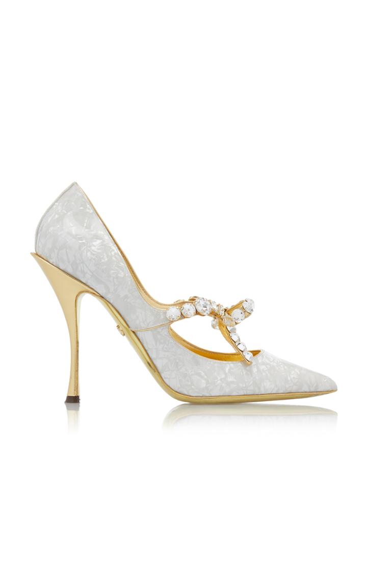 Dolce & Gabbana Marble-effect Jewel Embellished Pumps