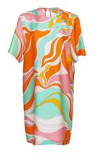 Emilio Pucci Short Sleeve Printed Satin Dress