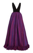 Moda Operandi Costarellos Felicia Ruffle-trimmed Cotton Velvet And Taffeta Gown