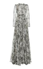 Giambattista Valli Ruffled Floral Print Silk Chiffon Gown