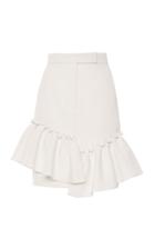 Moda Operandi Max Mara Acca Asymmetric Ruffled Wool Gabardine Mini Skirt
