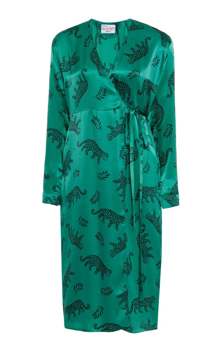 Hvn Julia Printed Woven Silk Wrap Dress