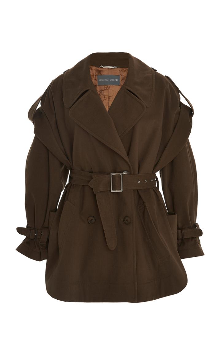 Alberta Ferretti Waterproof Gabardine Belted Jacket