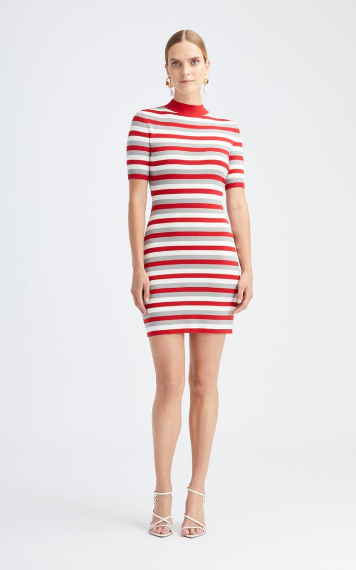 Moda Operandi Oscar De La Renta Mock Neckline Cotton-silk Mini Dress