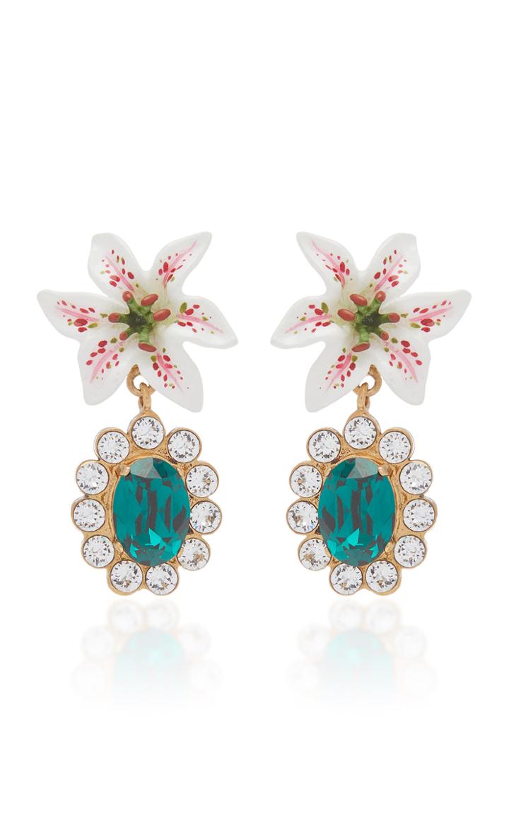 Dolce & Gabbana Lily-embellished Crystal Drop Earrings