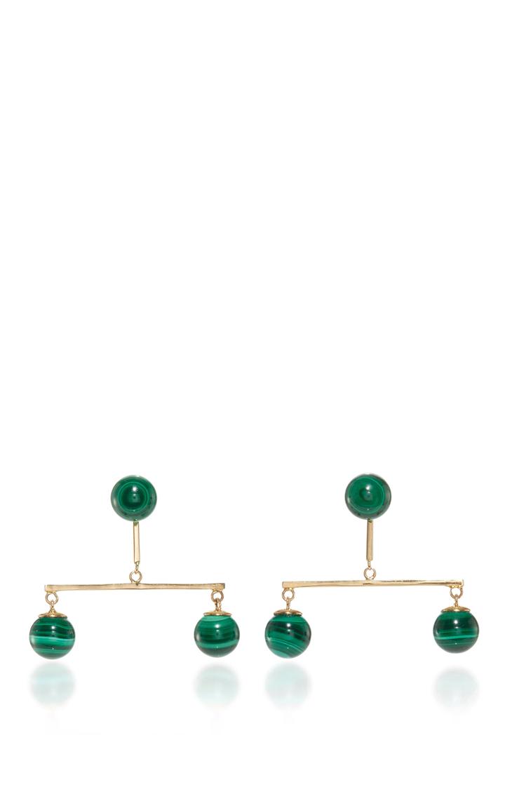 Mateo 14k Yellow Gold Mlachite Balance Earring