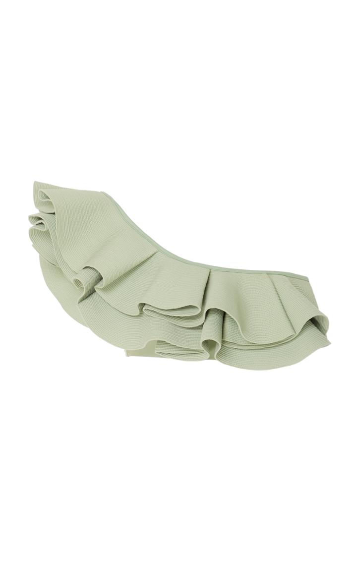 Johanna Ortiz Watercolor Ruffled One-shoulder Bikini Top