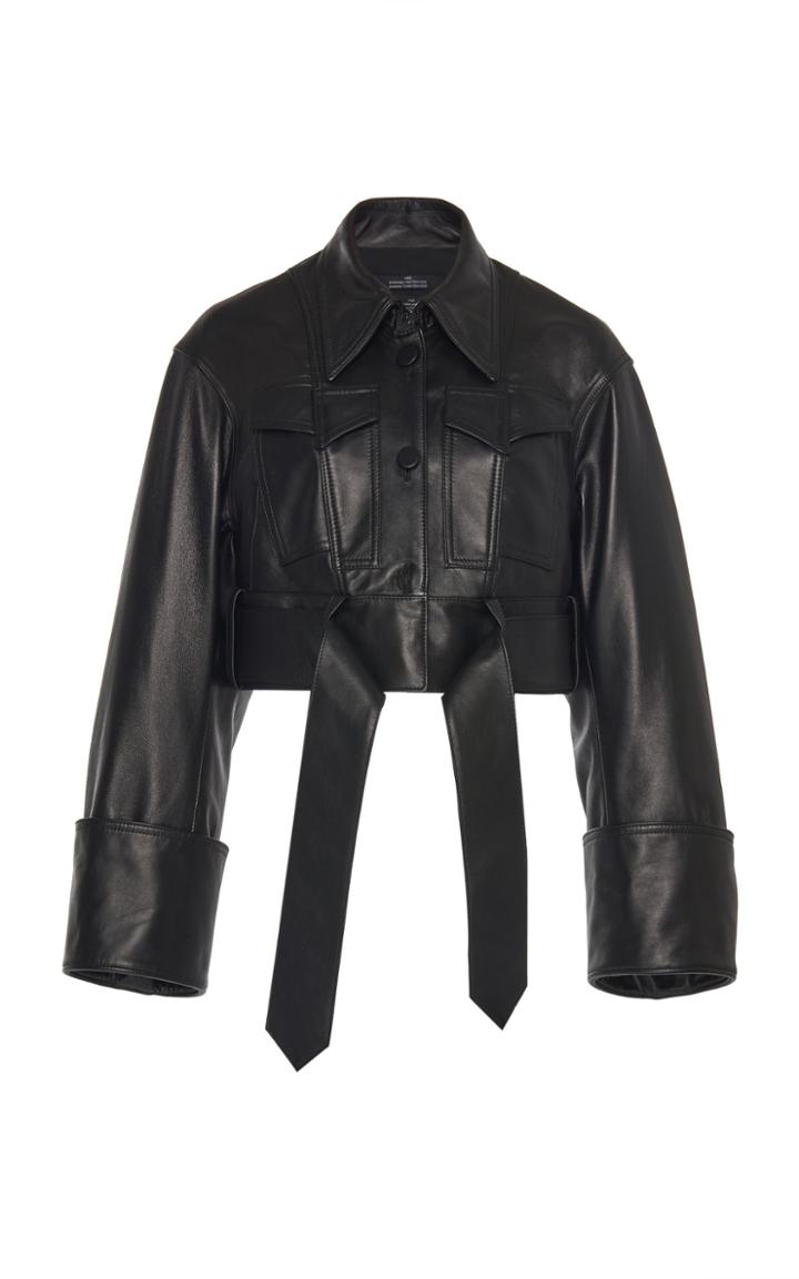 Rokh Cropped Leather Jacket
