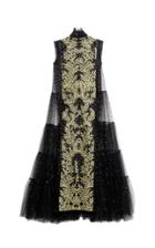 Saptodjojokartiko Black/gold Ruffle Embroidered Dress