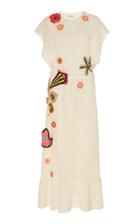 Moda Operandi Red Valentino Floral-appliqud Open-knit Dress Size: Xxs