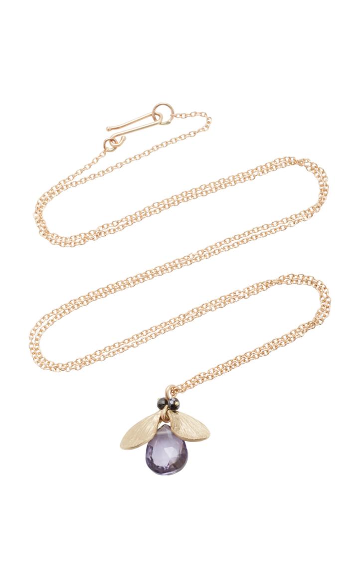 Annette Ferdinandsen Jeweled Bug 14k Gold And Black Diamond Pendant Necklace