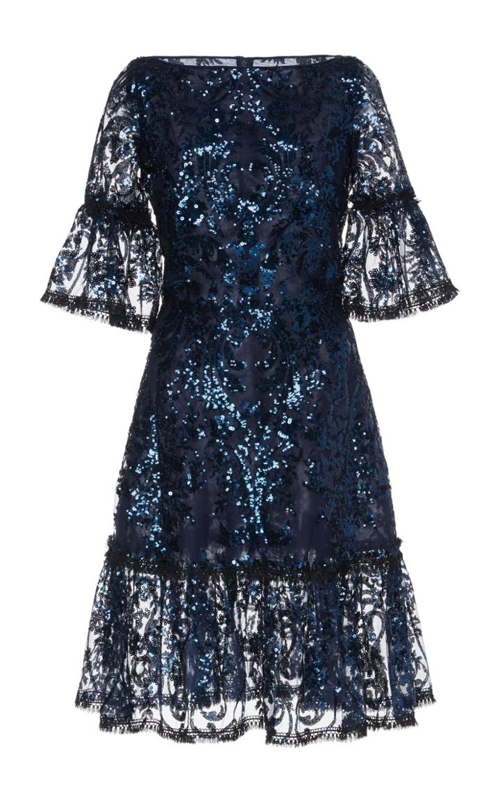 Naeem Khan Metallic-sequined Lace Fit-and-flare Dress