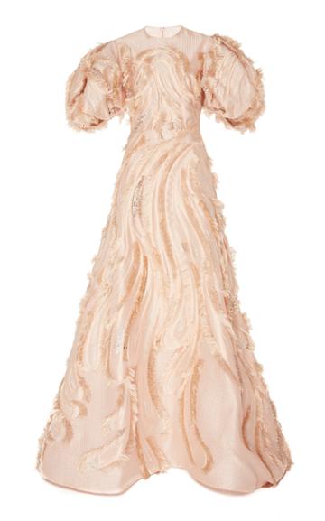 Christian Siriano Frayed Embroidered Gown