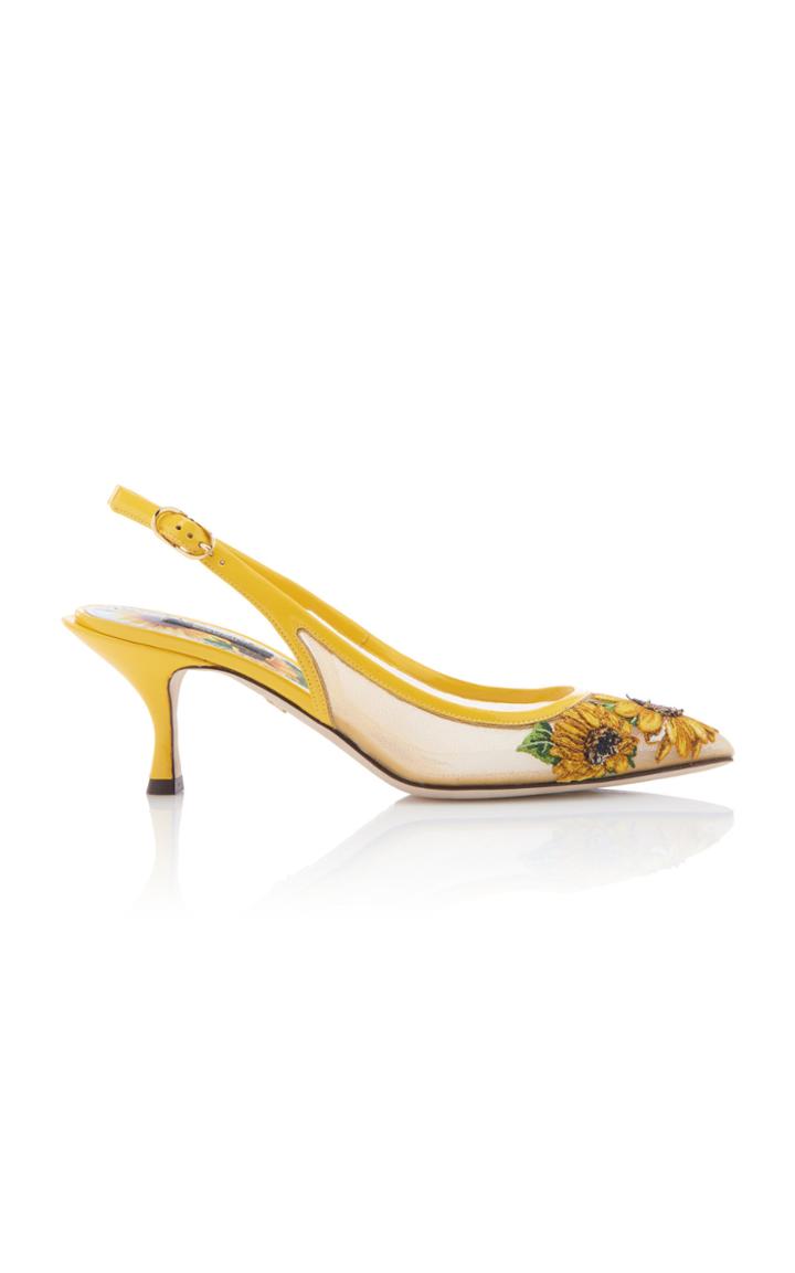 Dolce & Gabbana Embroidered Mesh Slingback Pumps