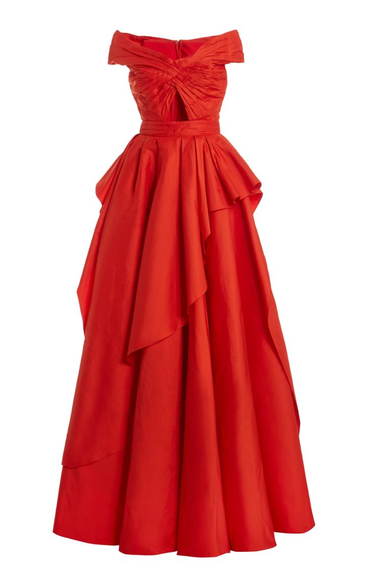 Moda Operandi Zuhair Murad Off-the-shoulder Satin Gown