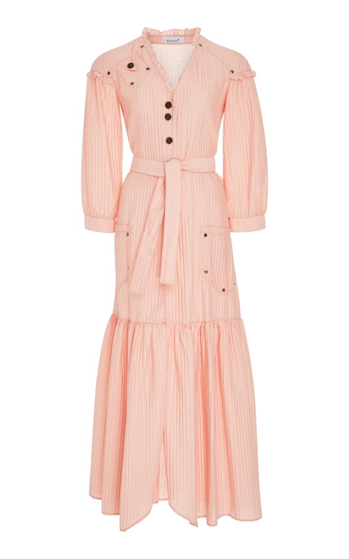 Kalyah Midi Belted V Neck Dress