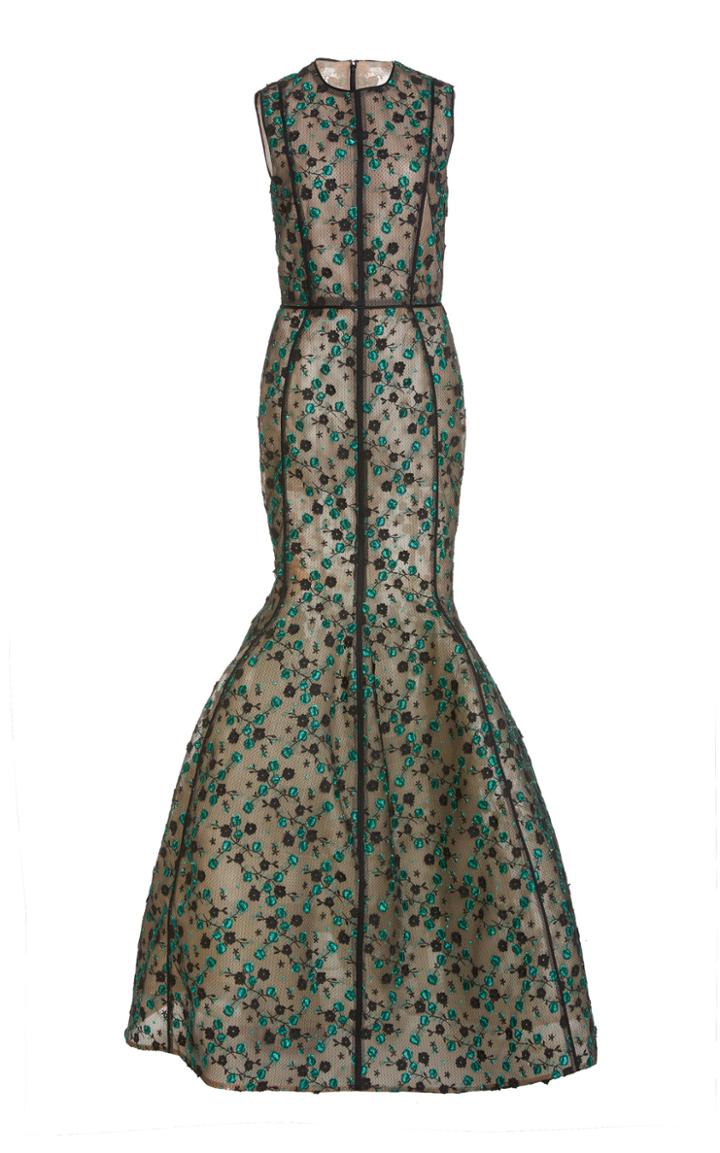 Moda Operandi J. Mendel Embroider Tulle Trumpet Gown