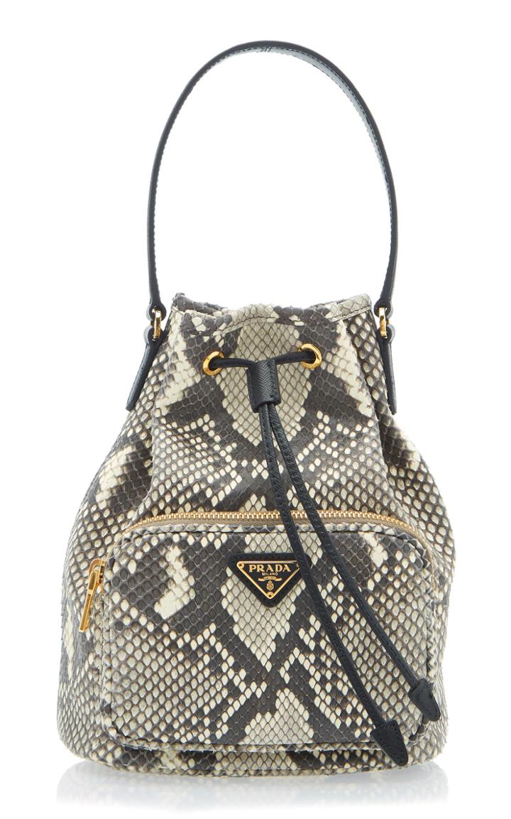 Prada Python Print Leather Bucket Bag