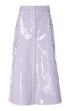 Christian Siriano Faux Patent Leather Button Down Skirt