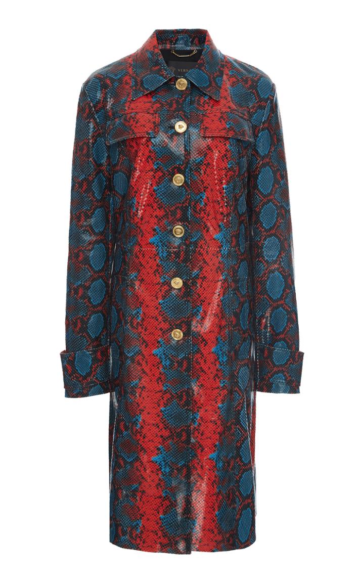 Versace Python-printed Leather Coat
