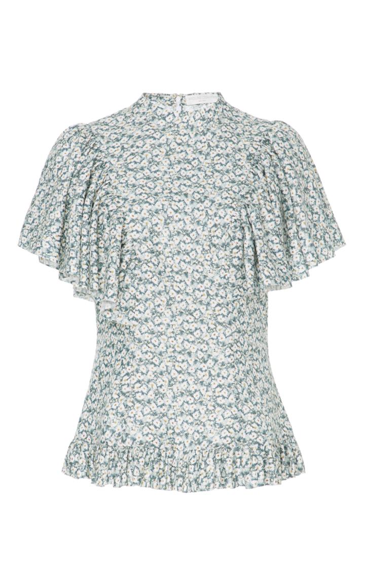 Caroline Constas Floral Frankie Blouse