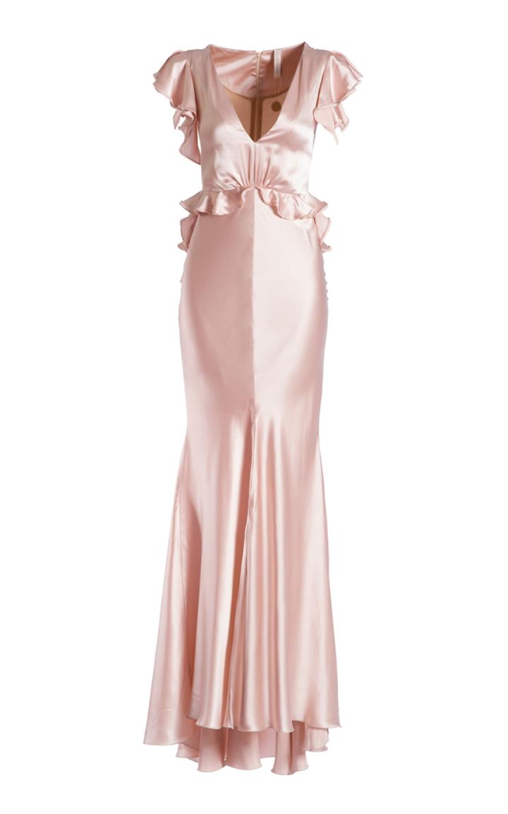 Maria Lucia Hohan Shirin Ruffled Silk Satin Maxi Dress