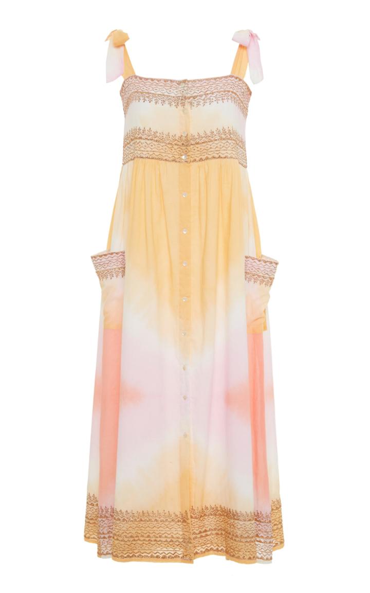Juliet Dunn Tie Dye Tie Shoulder Cotton Dress