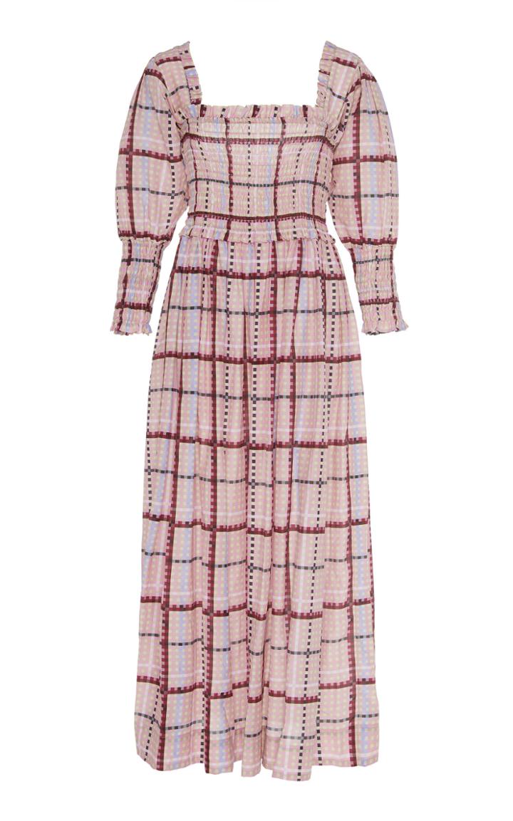 Ganni Printed Check Dress