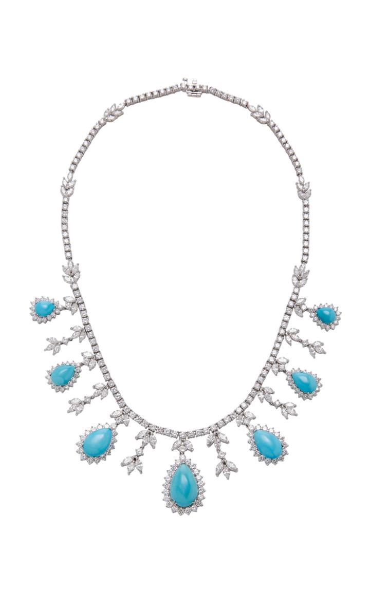 Gioia Platinum Turquoise And Diamond Necklace