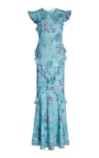 Saloni Tamara Ruffled Printed Silk-chiffon Maxi Dress