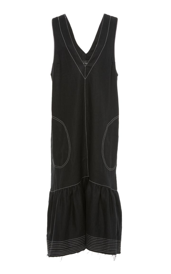 Lee Mathews Carrie Linen V Neck Dress