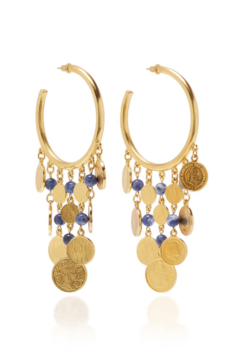 Ben-amun 24k Gold-plated Glass Hoop Earrings