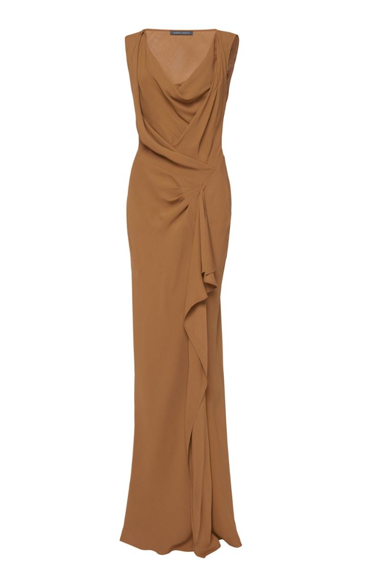 Alberta Ferretti Draped Neck Satin Dress