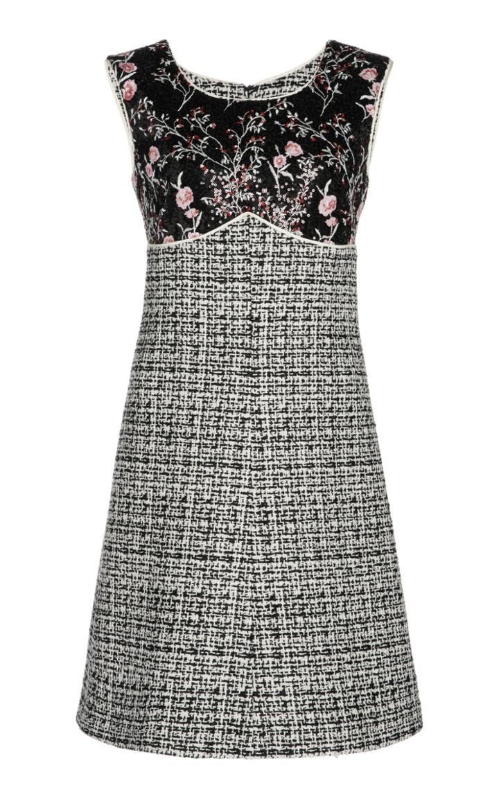 Moda Operandi Giambattista Valli Floral-detailed Tweed Mini Dress