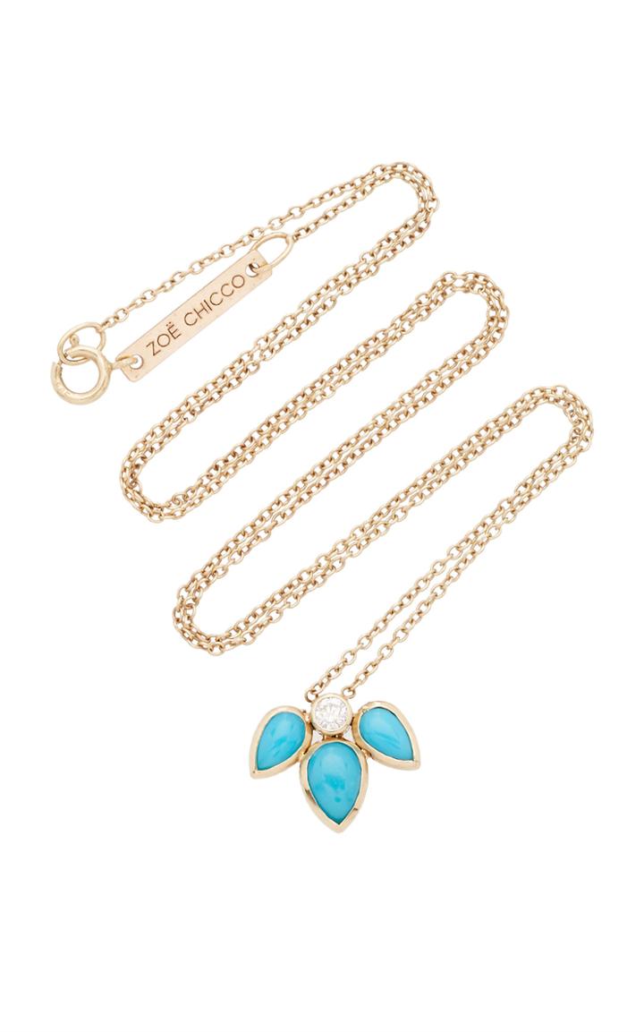 Zo Chicco Turquoise Tear And Diamond Necklace