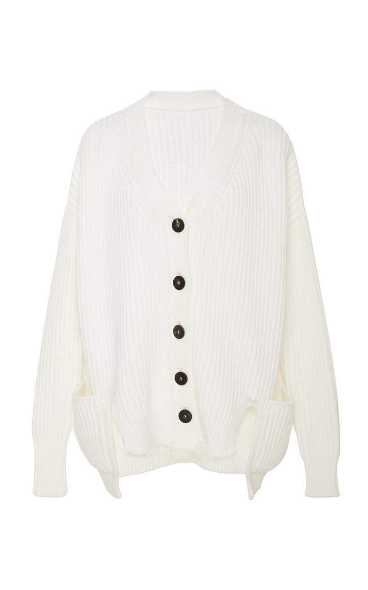 Rosetta Getty Rib Knit Cropped Front Cardigan
