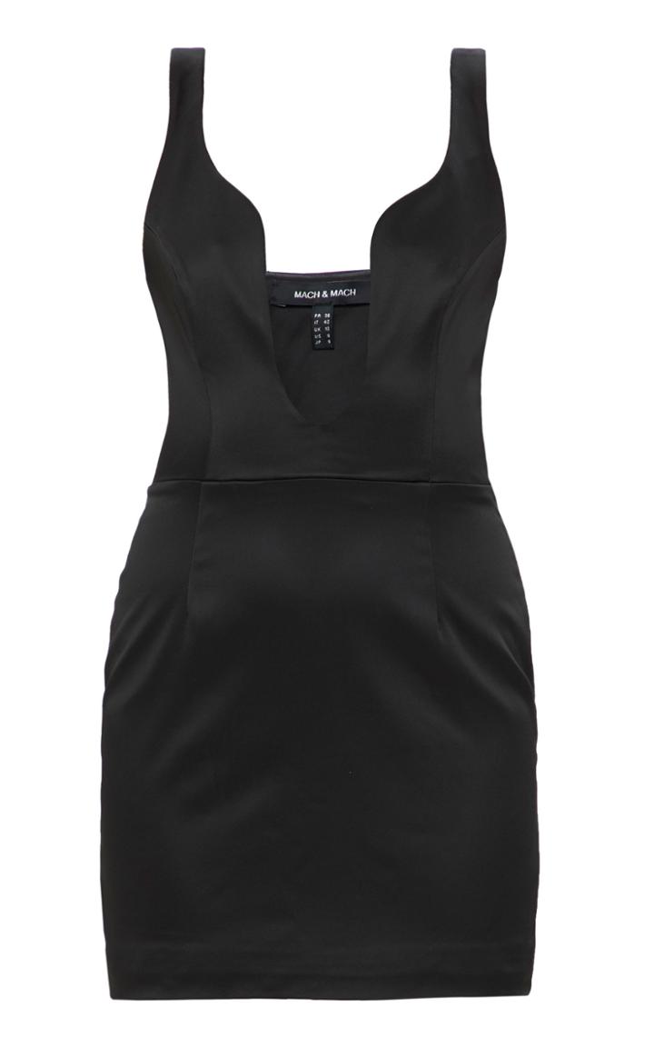 Moda Operandi Mach & Mach Black Satin Short Dress