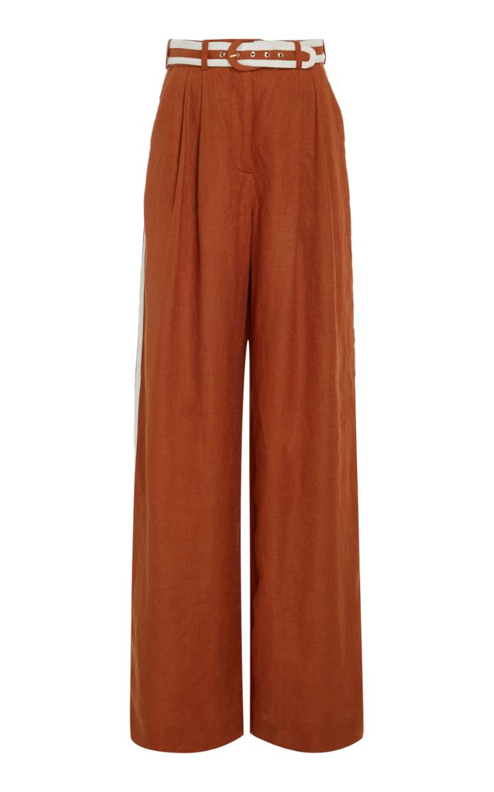 Zimmermann Belted Linen Wide-leg Pants Size: 0p